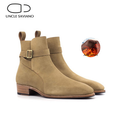 Uncle Saviano Chelsea Camel Muške čizme Cipele Radne Dodajte baršunastu neklizajuću mušku cipelu Modne dizajnerske muške cipele od kravlje antilop kože Original