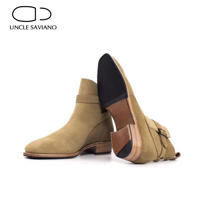 Uncle Saviano Chelsea Camel Muške čizme Cipele Radne Dodajte baršunastu neklizajuću mušku cipelu Modne dizajnerske muške cipele od kravlje antilop kože Original