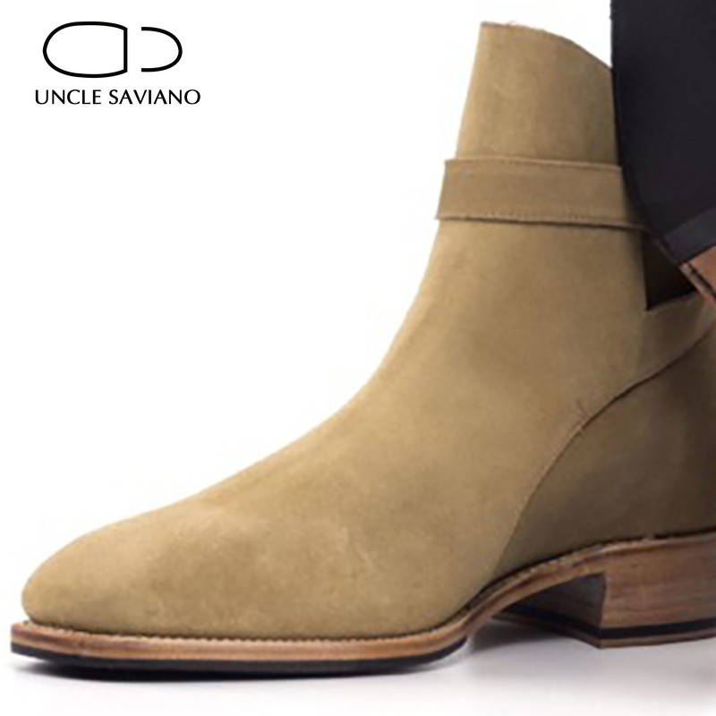 Uncle Saviano Chelsea Camel Muške čizme Cipele Radne Dodajte baršunastu neklizajuću mušku cipelu Modne dizajnerske muške cipele od kravlje antilop kože Original