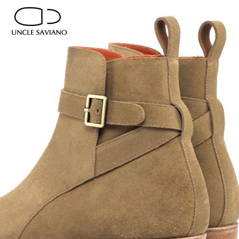 Uncle Saviano Chelsea Camel Muške čizme Cipele Radne Dodajte baršunastu neklizajuću mušku cipelu Modne dizajnerske muške cipele od kravlje antilop kože Original