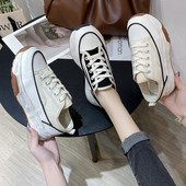 Πλατφόρμα με κορδόνια καμβά παπούτσια Γυναικεία παπούτσια 2023 Νέα χαμηλά τοπ Μικρά λευκά παπούτσια Casual Zapatillas De Deporte