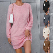 Femei Simple Femei Leisure Pulover Rochie Vreme Rece Rochie Doamnă Gât Rotund pentru Exterior