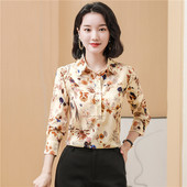 Elegantne uredske dame Radne svilene košulje Ženske majice s bluzama Korejska modna satenska košulja dugih rukava s cvjetnim motivima Ženska odjeća 2022.