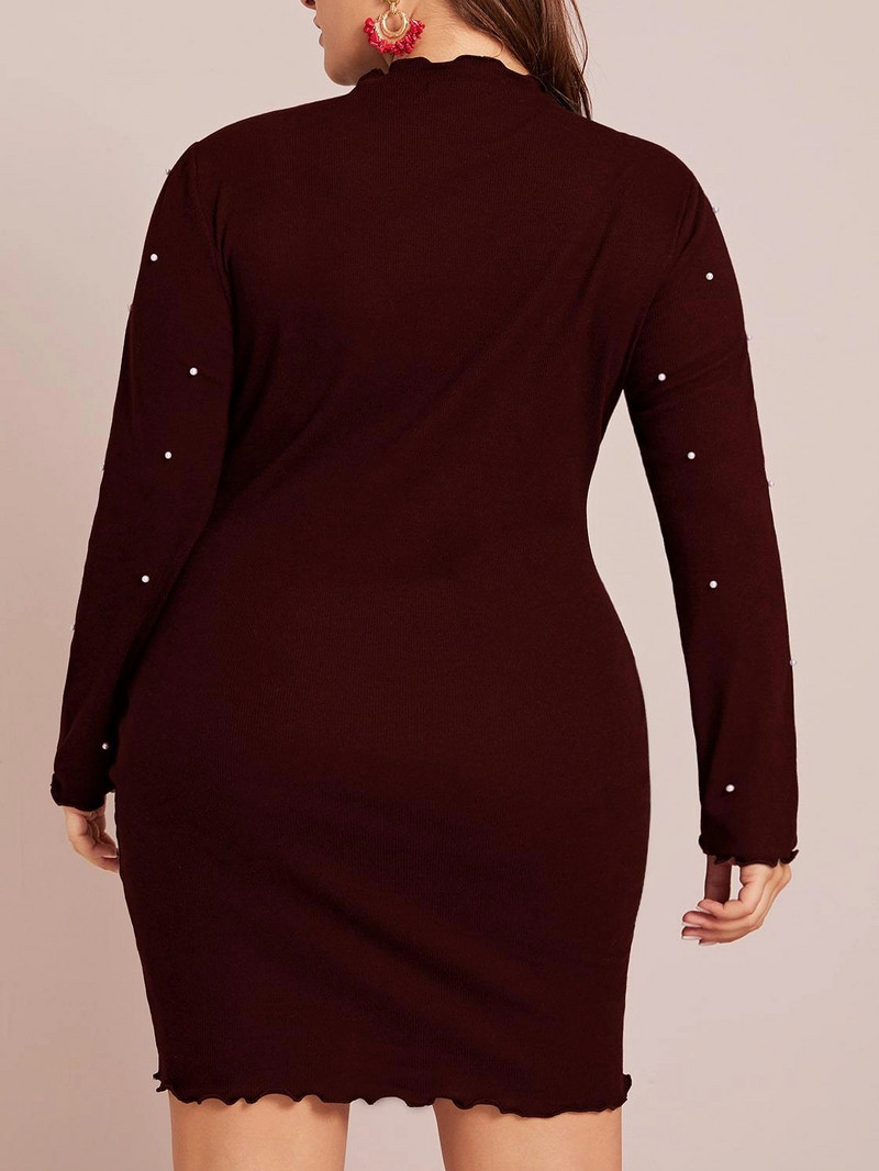 Elegantna ženska mini haljina velike veličine, modna haljina s O-izrezom i dugim rukavima, vintage uska haljina za zabavu 2023. Jesen Zima Novo