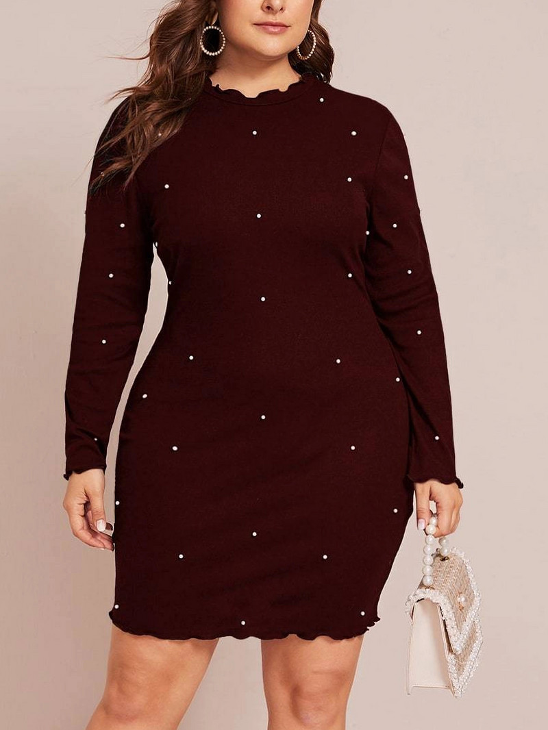 Elegantna ženska mini haljina velike veličine, modna haljina s O-izrezom i dugim rukavima, vintage uska haljina za zabavu 2023. Jesen Zima Novo