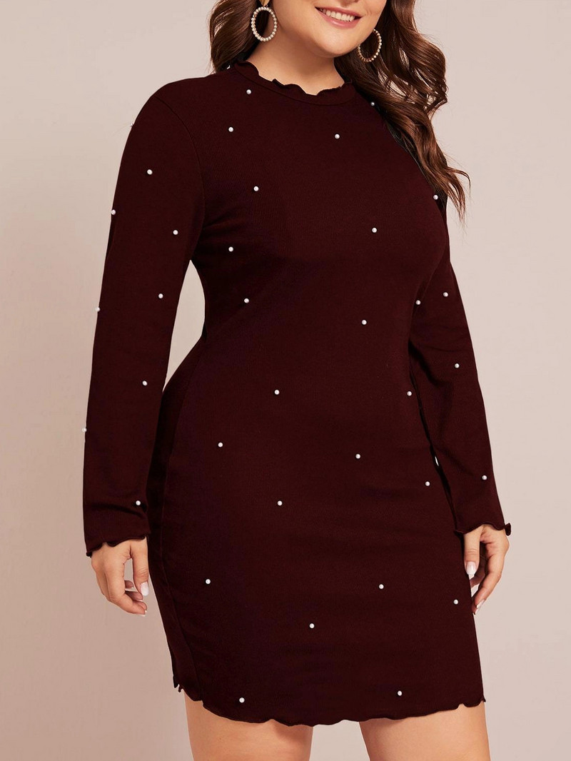 Elegantna ženska mini haljina velike veličine, modna haljina s O-izrezom i dugim rukavima, vintage uska haljina za zabavu 2023. Jesen Zima Novo