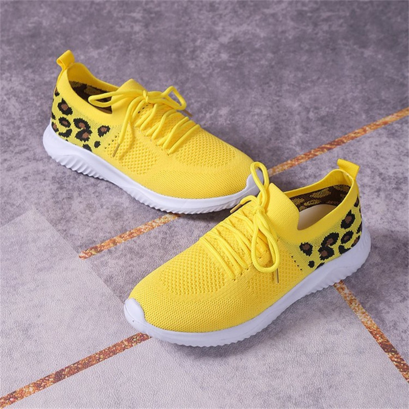 Pantofi de damă, ușori, respirabili, cu model leopard, cu șireturi, pantofi de alergat pentru damă, pantofi casual pentru femei, încălțăminte pentru femei