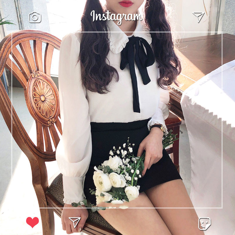 Ženske majice Hot Sales Ženska modna jesenska osnovna košulja dugih rukava, bluza, leptir mašna, vrpca, ružičasta bijela košulja e800