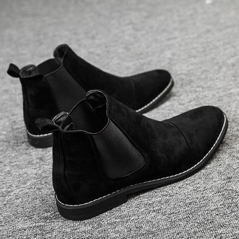 Yomior New 2021 Vintage Fashion Мъжки ежедневни обувки Кравешки велур Пролетни британски боти до глезена Ботуши Челси с остър връх Високо качество