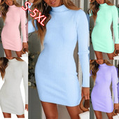 Pulover de iarna Rochie tricotata Femei Negru Maneca lunga Casual Mini Rochie Bodycon Femei Eleganta Rochie de petrecere de seara Marime mare 5xl