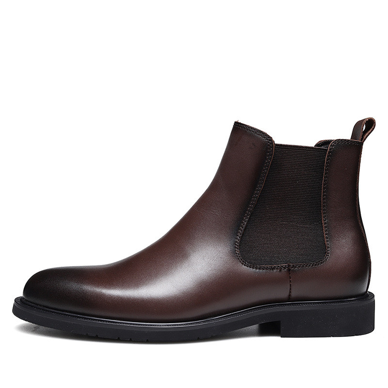 Σκούρο καφέ Μόδα Χειροποίητα Δερμάτινα Ανδρικά επαγγελματικά Μπότες Χαμηλό Τακούνι Μόδα Casual Party Μπότες καθημερινού φόρεμα Ανδρικές μπότες