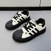 Kožne male bijele cipele, ženske školjke, debeli potplati, jesen i zima 2023., nove univerzalne cipele za slobodno vrijeme