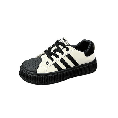 Kožne male bijele cipele, ženske školjke, debeli potplati, jesen i zima 2023., nove univerzalne cipele za slobodno vrijeme