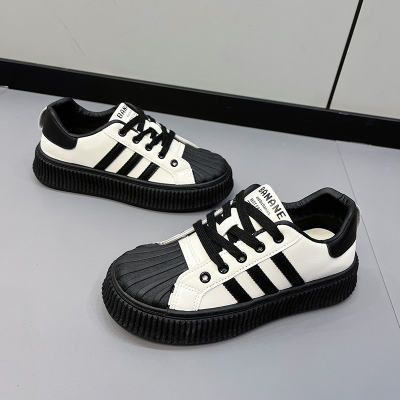 Kožne male bijele cipele, ženske školjke, debeli potplati, jesen i zima 2023., nove univerzalne cipele za slobodno vrijeme