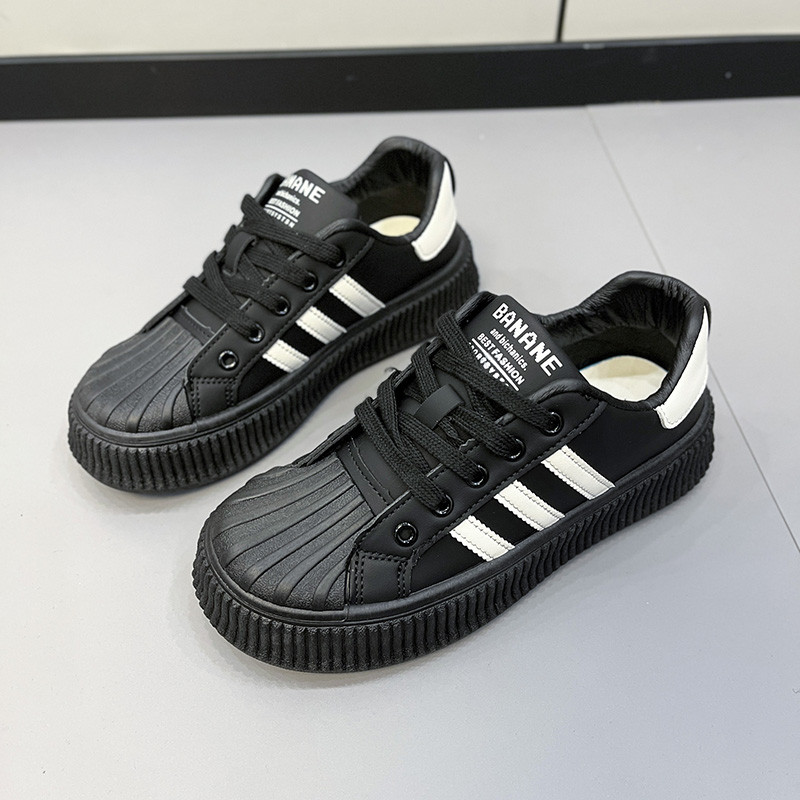 Kožne male bijele cipele, ženske školjke, debeli potplati, jesen i zima 2023., nove univerzalne cipele za slobodno vrijeme