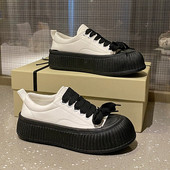 Pantofi Mici Albi Femei Toamna 2023 Piele Nouă Pantofi Fursecuri Cu Talpă groasă Studenți Pantofi Urâți Drăguți Pantofi Ocazional