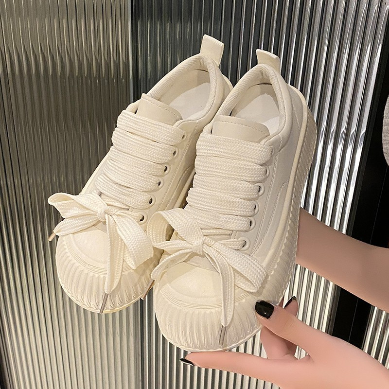 Pantofi Mici Albi Femei Toamna 2023 Piele Nouă Pantofi Fursecuri Cu Talpă groasă Studenți Pantofi Urâți Drăguți Pantofi Ocazional