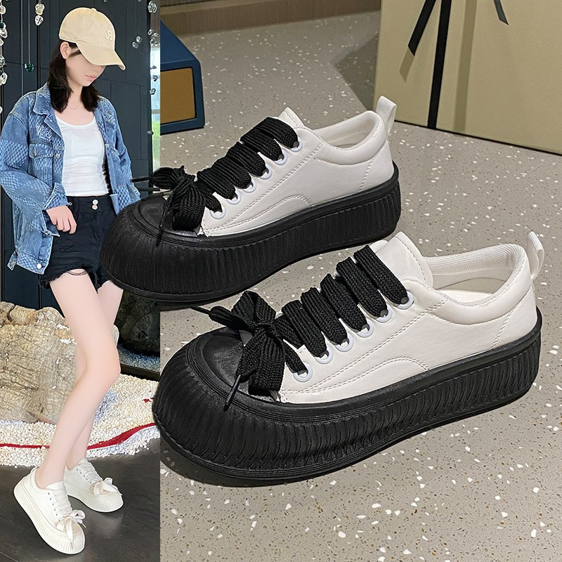 Pantofi Mici Albi Femei Toamna 2023 Piele Nouă Pantofi Fursecuri Cu Talpă groasă Studenți Pantofi Urâți Drăguți Pantofi Ocazional