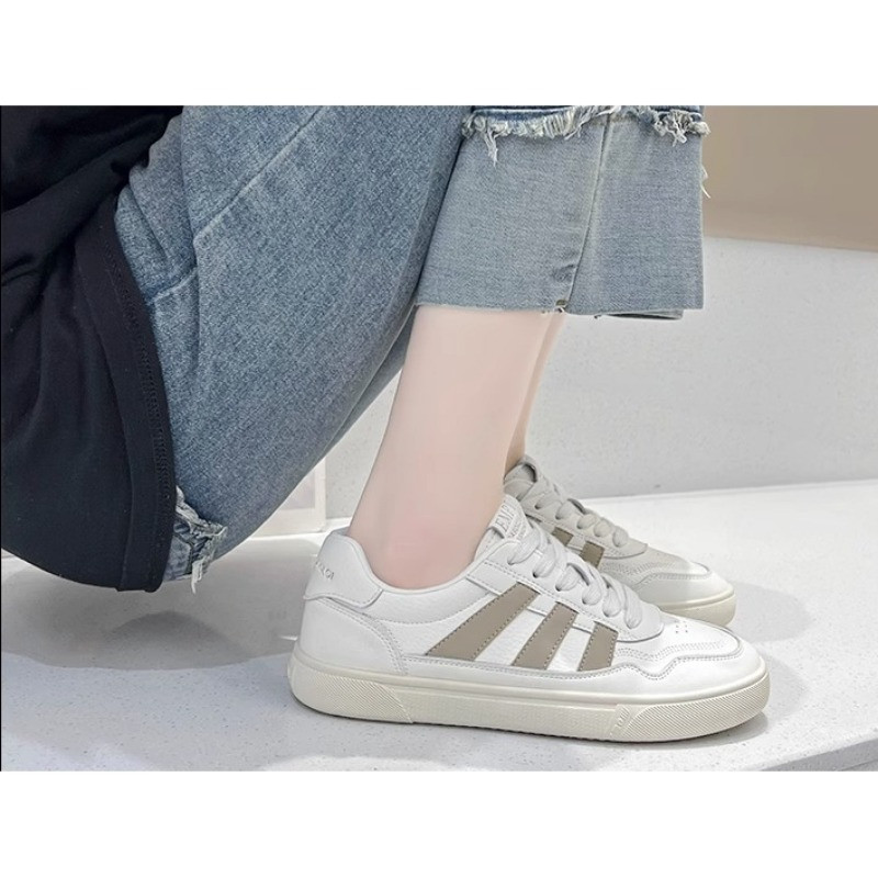 Ādas apavi, baltas kurpes, 2023. gada sieviešu kurpes, rudens bikses, ikdienas studentu kedas