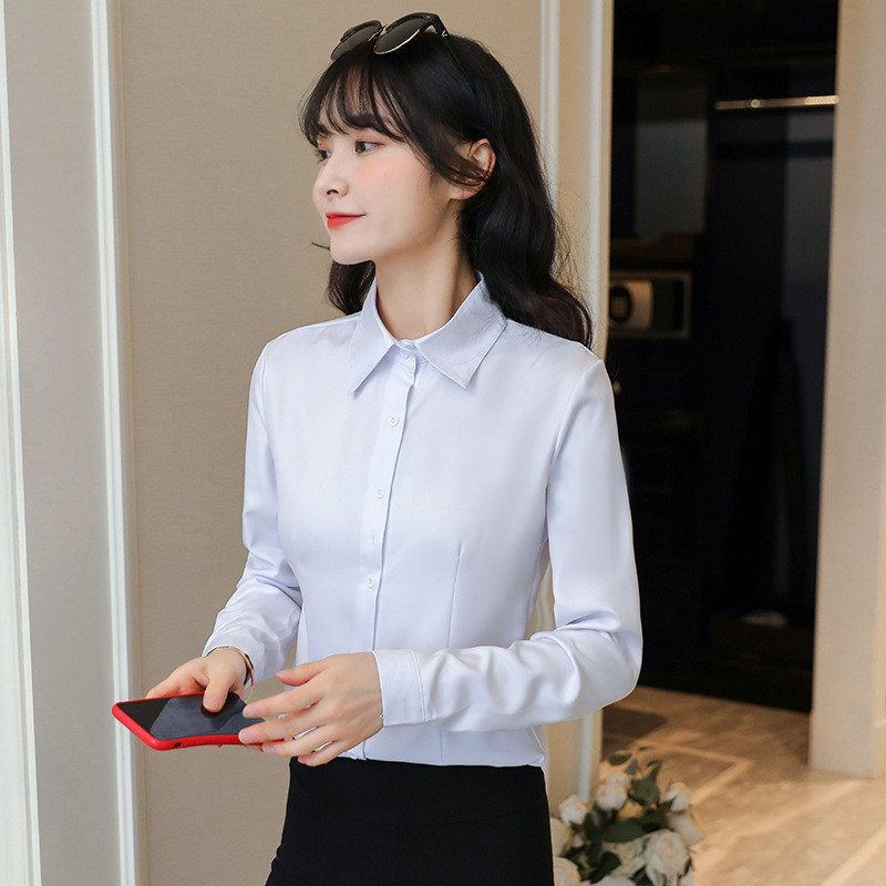 Blusas Sieviešu šifona topi un blūzes Biroja sieviešu blūze ar garām piedurknēm krekli sieviešu blūzes liela izmēra topi Ikdienas krekls sievietēm