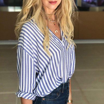 Nova ženska prugasta košulja dugih rukava Ženska široka ležerna majica za zabavu, bluza