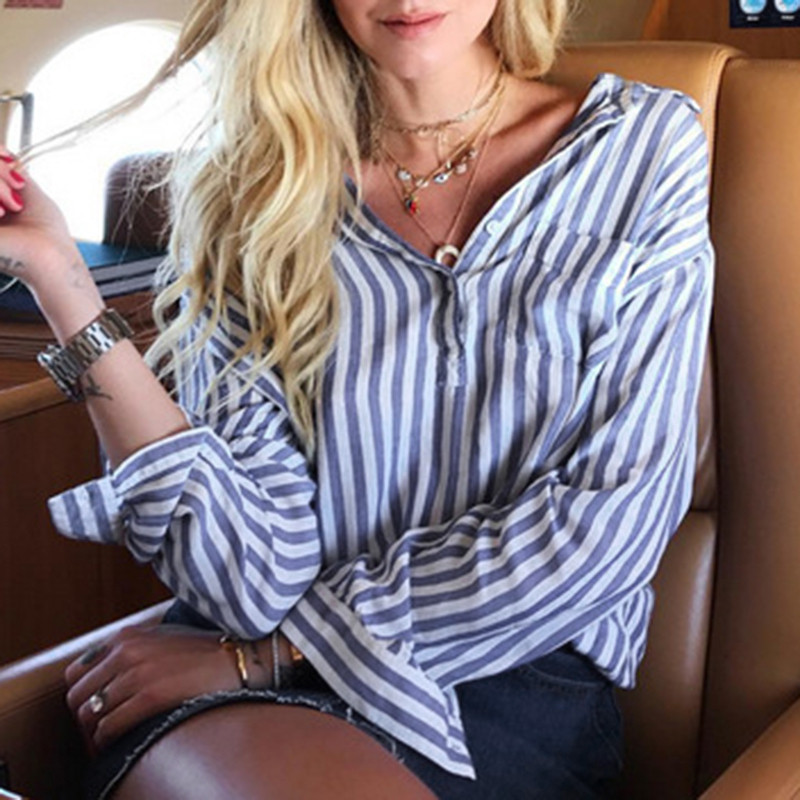 Nova ženska prugasta košulja dugih rukava Ženska široka ležerna majica za zabavu, bluza