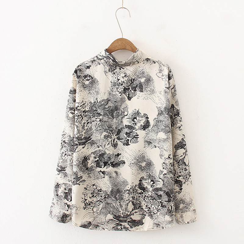 Proljetna nova ženska šifonska bluza s starinskim oslikavanjem tintom, punih rukava, široka košulja s dugmadima, jesenska ležerna majica u BF stilu T11612F
