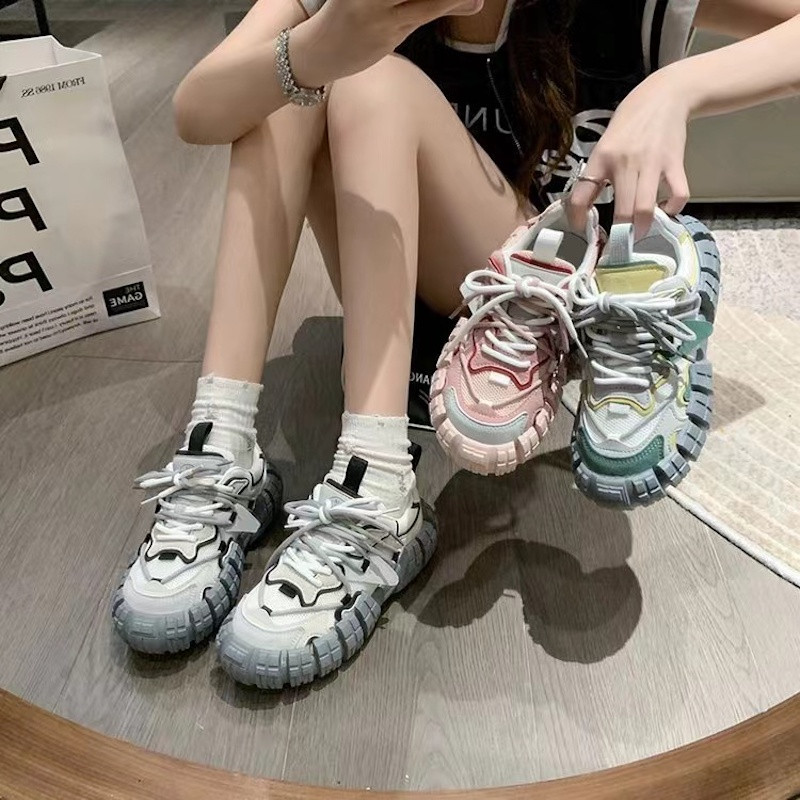 SENDNAKAI proljeće i ljeto Nova modna mrežasta prozračna sportska obuća Ženske ležerne cipele ravnog dna ClunkySneaker