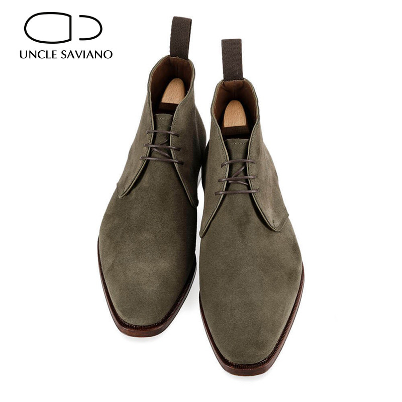 Uncle Saviano Ankle Suede Ανδρικές Μπότες Παπούτσια Add Velvet Handmade Winter Fashion Work Basic Boots Designer ψηλά ανδρικά παπούτσια