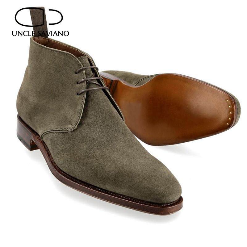 Uncle Saviano Ankle Suede Ανδρικές Μπότες Παπούτσια Add Velvet Handmade Winter Fashion Work Basic Boots Designer ψηλά ανδρικά παπούτσια