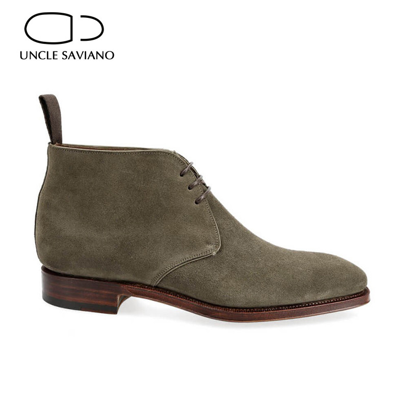 Uncle Saviano Ankle Suede Ανδρικές Μπότες Παπούτσια Add Velvet Handmade Winter Fashion Work Basic Boots Designer ψηλά ανδρικά παπούτσια