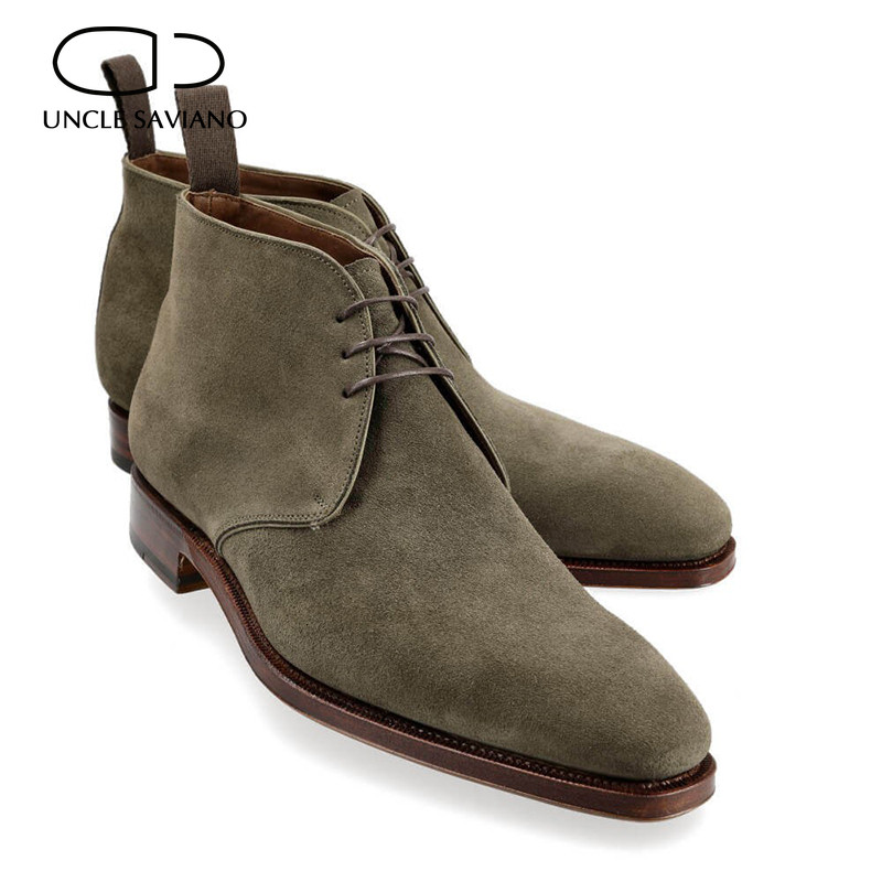 Uncle Saviano Ankle Suede Ανδρικές Μπότες Παπούτσια Add Velvet Handmade Winter Fashion Work Basic Boots Designer ψηλά ανδρικά παπούτσια