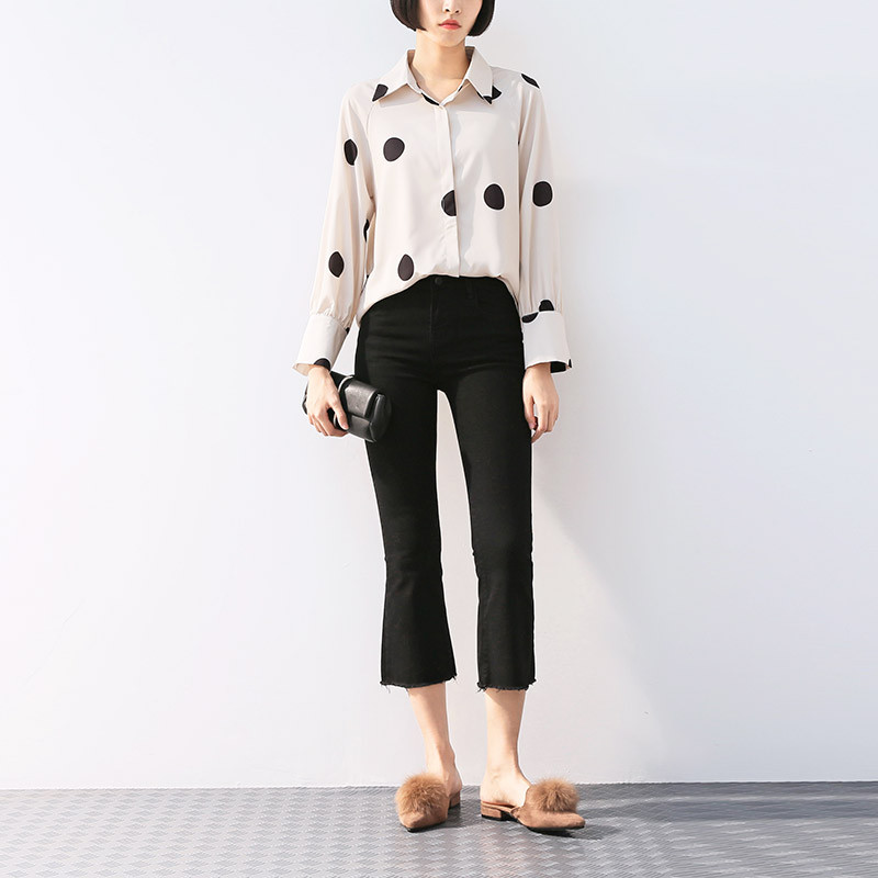Ženska košulja Modne ženske široke majice dugih rukava Ženske bluze s točkastim printom blusas mujer de moda Ulična odjeća Ženske majice i bluze