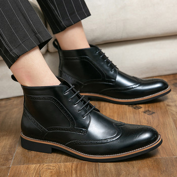Официални броги Мъжки ботуши Британски стил Оксфордски обувки за мъже Ботуши до глезена Bota Masculina