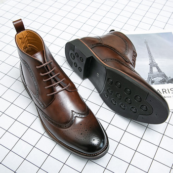 Официални броги Мъжки ботуши Британски стил Оксфордски обувки за мъже Ботуши до глезена Bota Masculina