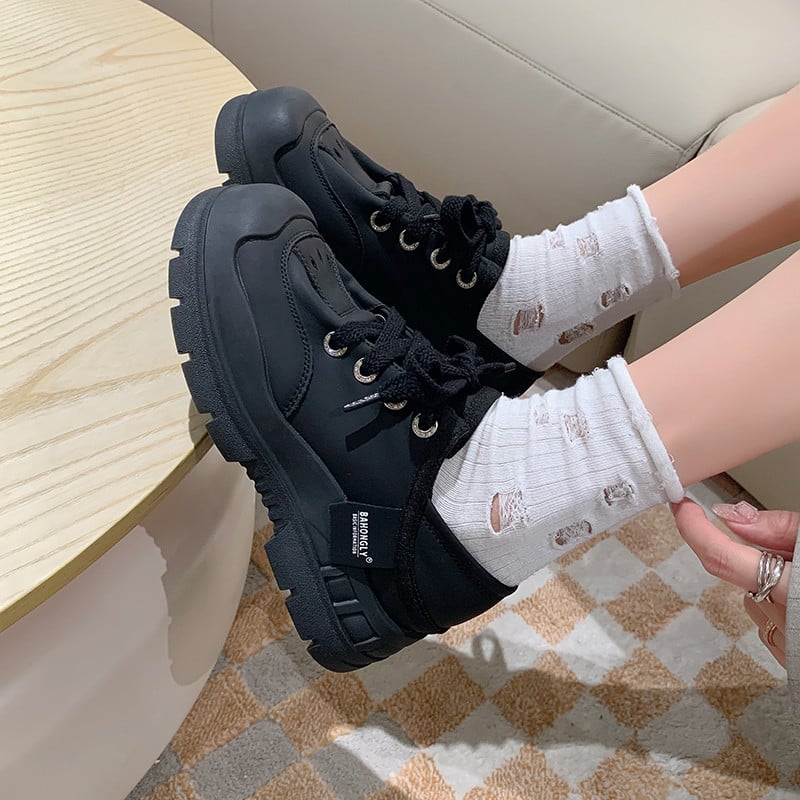 2023 pantofi grosi de iarnă pentru femei, pantofi vulcanizați ocazional cald, cizme cu platformă înaltă, pantofi de modă cu șireturi
