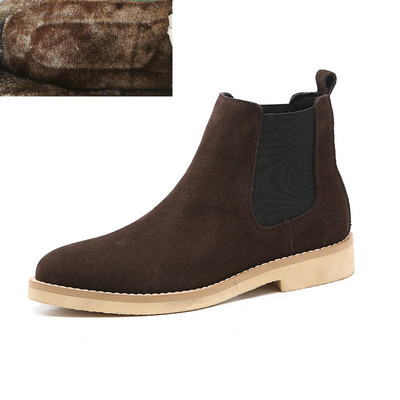 Vârf ascuțit Britanic Vintage Bărbați Pantofi ocazional Botine pentru bărbați din Rochie Slip-On Nuntă Zăpadă Cald Plush Chelsea Boot