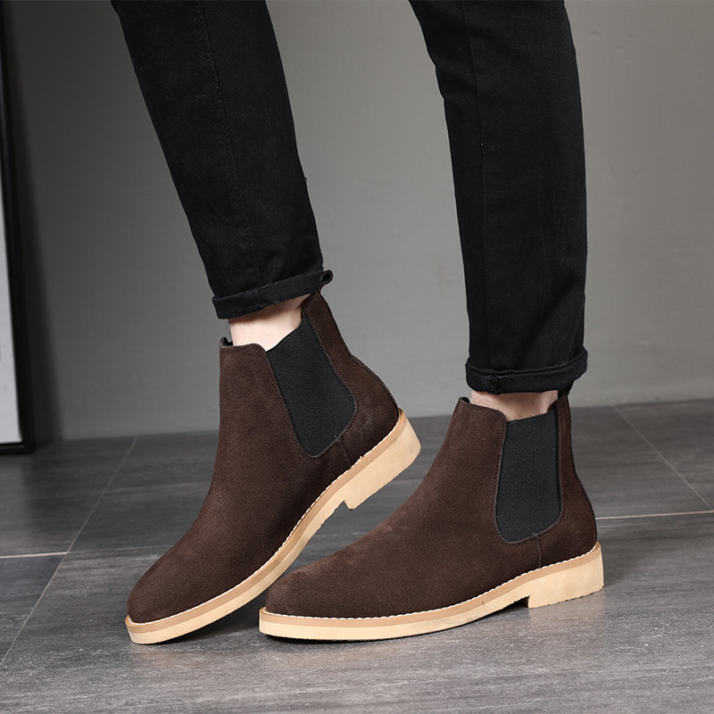 Vârf ascuțit Britanic Vintage Bărbați Pantofi ocazional Botine pentru bărbați din Rochie Slip-On Nuntă Zăpadă Cald Plush Chelsea Boot