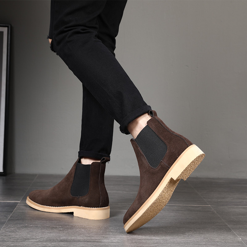 Vârf ascuțit Britanic Vintage Bărbați Pantofi ocazional Botine pentru bărbați din Rochie Slip-On Nuntă Zăpadă Cald Plush Chelsea Boot