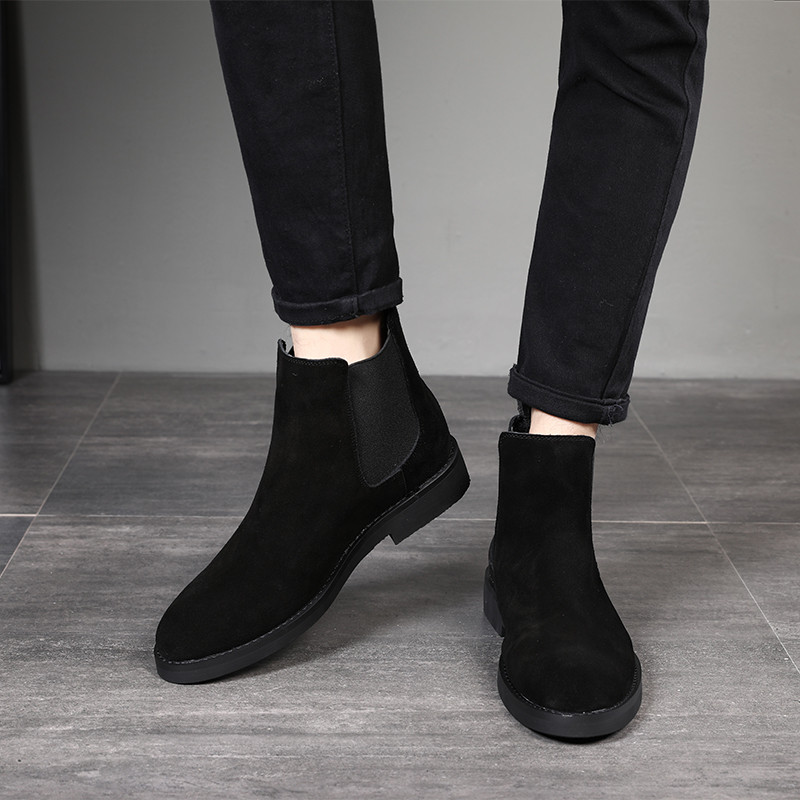Vârf ascuțit Britanic Vintage Bărbați Pantofi ocazional Botine pentru bărbați din Rochie Slip-On Nuntă Zăpadă Cald Plush Chelsea Boot