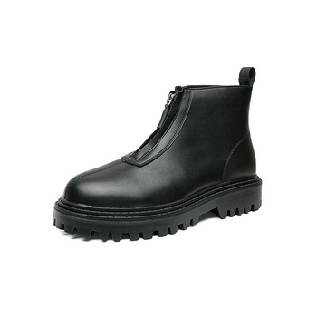 Зимни ботуши за сняг Мъжки висококачествени модни топли черни ботуши против приплъзване Ежедневни обувки на открито Мъжки ботуши Челси с цип