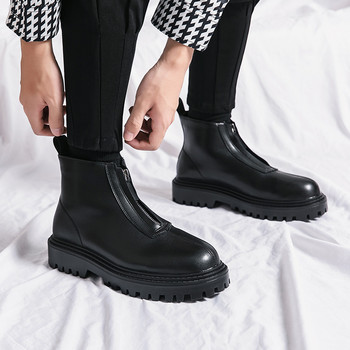 Зимни ботуши за сняг Мъжки висококачествени модни топли черни ботуши против приплъзване Ежедневни обувки на открито Мъжки ботуши Челси с цип