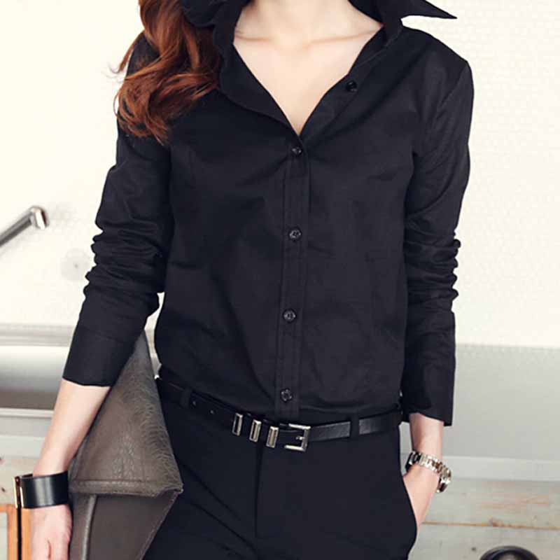 Jesenska uredska dama, uski donji dio, bijela košulja u vintage korejskom stilu, šik bluza s dugim rukavima na preklop, ženske ležerne majice s gumbima 12653