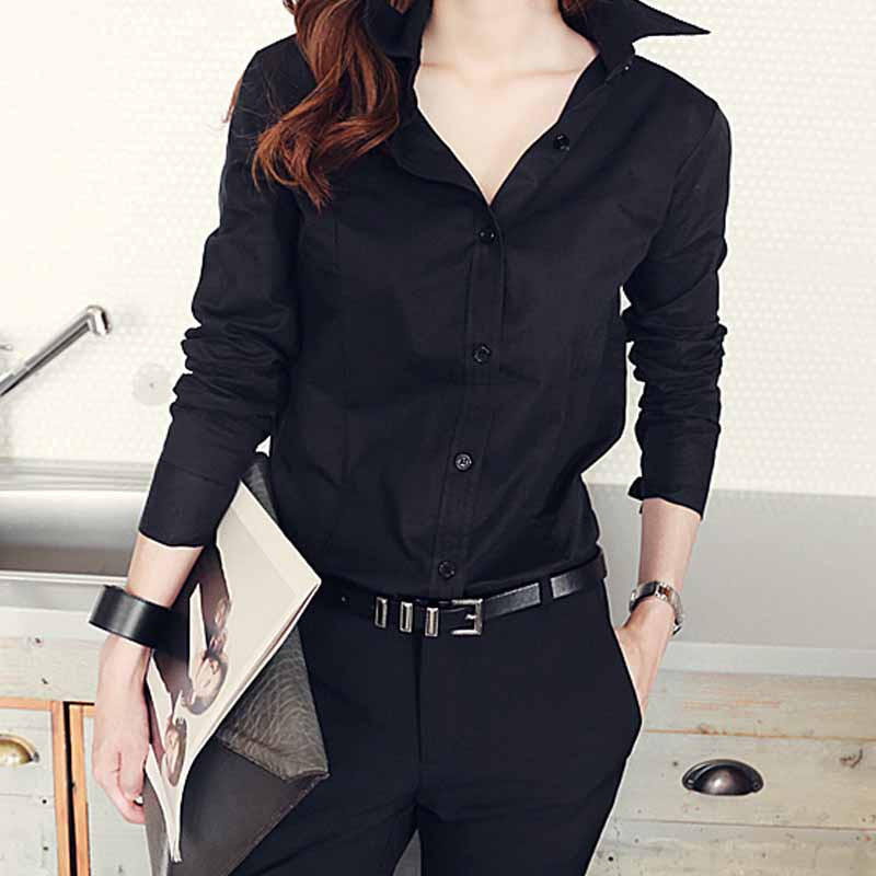 Jesenska uredska dama, uski donji dio, bijela košulja u vintage korejskom stilu, šik bluza s dugim rukavima na preklop, ženske ležerne majice s gumbima 12653