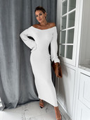 Toamnă iarnă 2023 rochie de femei elegantă cu mâneci lungi cu decolteu în V rochie elastică tricotată la modă bodycon rochii sexy de colecție de femei