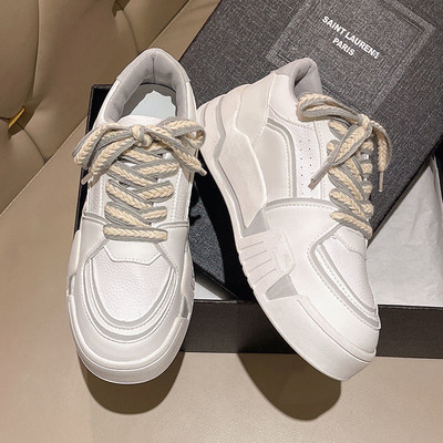 Casual ρετρό πάνινα παπούτσια με χοντρή σόλα Γυναικεία μονό παπούτσια με κορδόνια που αναπνέουν για την άνοιξη και το φθινόπωρο Νέα μόδα casual παπούτσια