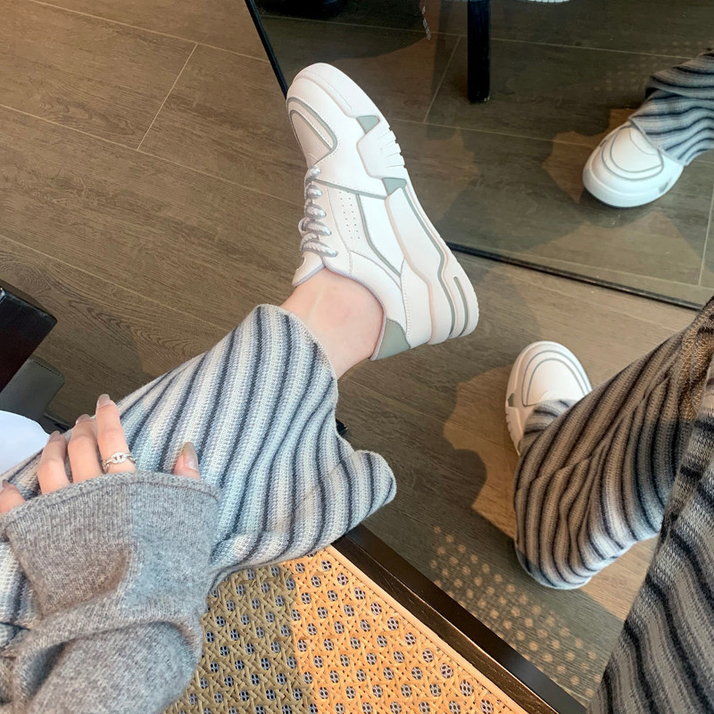 Casual ρετρό πάνινα παπούτσια με χοντρή σόλα Γυναικεία μονό παπούτσια με κορδόνια που αναπνέουν για την άνοιξη και το φθινόπωρο Νέα μόδα casual παπούτσια