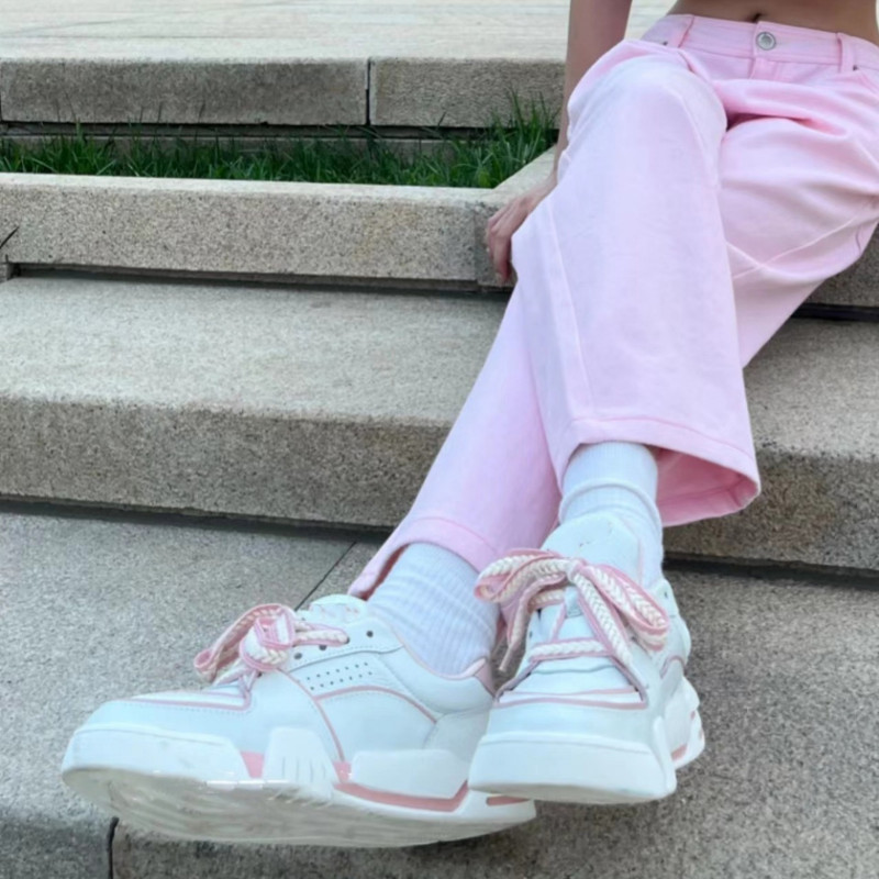 Casual ρετρό πάνινα παπούτσια με χοντρή σόλα Γυναικεία μονό παπούτσια με κορδόνια που αναπνέουν για την άνοιξη και το φθινόπωρο Νέα μόδα casual παπούτσια