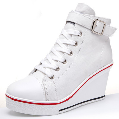 Pantofi de pânză cu vârf înalt pentru femei Pantofi cu pană Pantofi de damă din denim gleznă cu șireturi Pantofi de pânză de damă pentru femei marimea plus 35-43