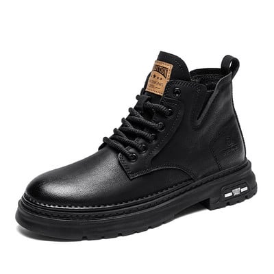 Tendințe în modă pentru bărbați Cizme din piele maro Plimbare în aer liber Alpinism Călătorii Cizme cu fund gros Cizme confortabile și durabile